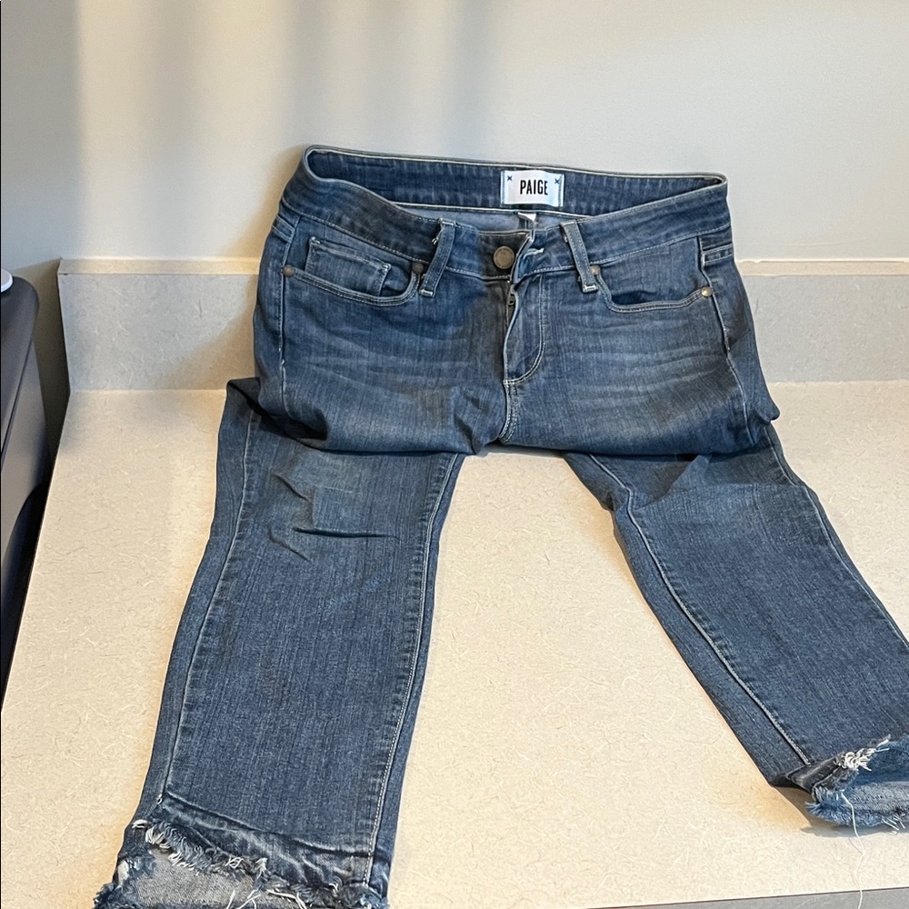 PAIGE Indigo Frayed Hem Jeans
